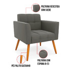 Kit 1 Sofá Namoradeira E 2 Poltronas Elisa Suede Pés Palito C