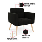 Kit 1 Sofá Namoradeira E 2 Poltronas Elisa Suede Preto Pés Pa