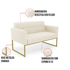 Kit 1 Sofá Namoradeira E 2 Poltronas Elisa Veludo Base Metáli