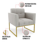 Kit 1 Sofá Namoradeira E 2 Poltronas Elisa Veludo Base Metáli