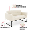 Kit 1 Sofá Namoradeira E 2 Poltronas Elisa Veludo Base Metáli