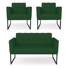 Kit 1 Sofá Namoradeira E 2 Poltronas Elisa Veludo Luxo Base M