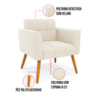 Kit 1 Sofá Namoradeira E 2 Poltronas Elisa Veludo Pés Palito