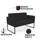 Kit 1 Sofá Namoradeira E 2 Poltronas Elisa Veludo Preto Base