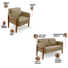 Kit 1 Sofá Namoradeira E 2 Poltronas Lana Suede Base De Madei