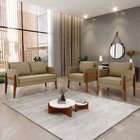 Kit 1 Sofá Namoradeira E 2 Poltronas Lana Suede Base De Madei