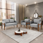 Kit 1 Sofá Namoradeira E 2 Poltronas Lana Suede Base De Madei