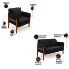 Kit 1 Sofá Namoradeira E 2 Poltronas Lana Suede Base De Madei