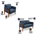 Kit 1 Sofá Namoradeira E 2 Poltronas Lana Suede Base De Madei