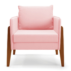 Kit 1 Sofá Namoradeira E 2 Poltronas Lana Suede Rosa Bebê Bas