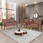 Kit 1 Sofá Namoradeira E 2 Poltronas Lana Veludo Base De Made