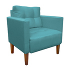 Kit 1 Sofá Namoradeira E 2 Poltronas Livia Suede Azul Turques