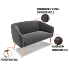 Kit 1 Sofá Namoradeira Pés Palito Natural E 2 Poltronas Stell