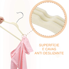 Kit 200 Cabides De Veludo Ultra Fino Antideslizante Bege
