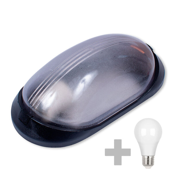 Kit 20 Arandela Tartaruga Policarbonato Preta + Led