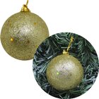 Kit 20 Bolas De Natal Glitter Dourada Enfeite Natalino 70mm