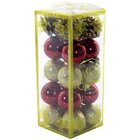Kit 20 Bolas E Pinhas Decorativas Para Árvore De Natal 37mm