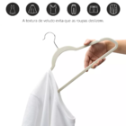 Kit 20 Cabide Adulto Veludo Slim Ultra Fino Não Escorrega Bege