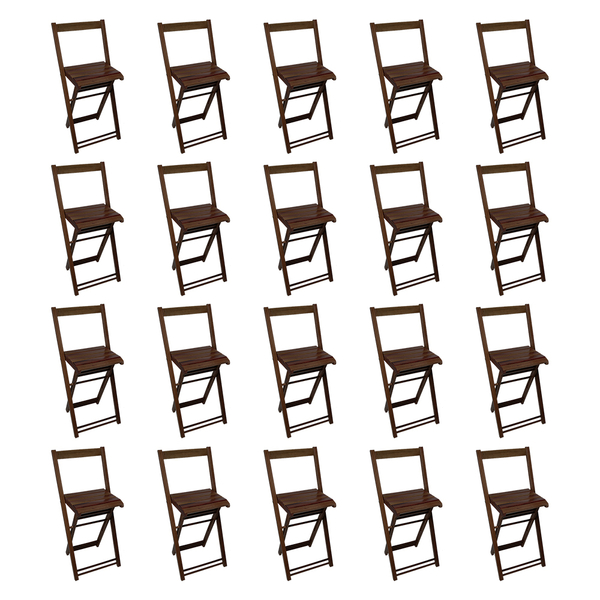 Kit 20 Cadeiras Bistrô Alta De Madeira Dobravel Robust Imbuia