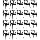 Kit 20 Cadeiras De Jantar Allegra Design Empilhável - Preto