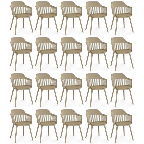 Kit 20 Cadeiras De Jantar Estofada Marcela - Nude Escuro