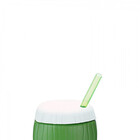 Kit 20 Copos Formato De Coco Verde Com Canudo 300 Ml Caçula