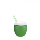 Kit 20 Copos Formato De Coco Verde Com Canudo 300 Ml Caçula