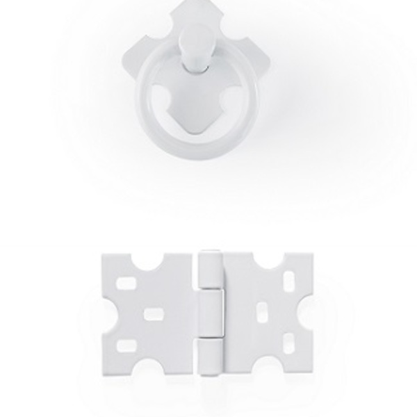 Kit 20 Dobradiças Mexicana + 10 Puxadores Argola - Branco