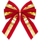 Kit 20 Enfeite Árvore Natal Laço Lacinho Vermelho Dourado 16cm