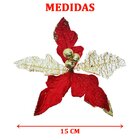 Kit 20 Flor Artificial Decoração Brilho Gliter Vermelho 15cm