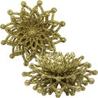 Kit 20 Flores Douradas Gliter Decoração Árvore De Natal 10cm