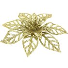 Kit 20 Flores Douradas Gliter Decoração Árvore De Natal 14cm