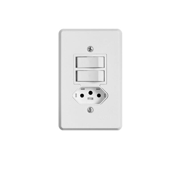 Kit 20 Interruptor Elétrico 2 Teclas Simples E Tomada- Ilumi