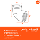 Kit 20 Joelhos 90º Soldáveis Bucha Latão 25x1/2 Fortlev