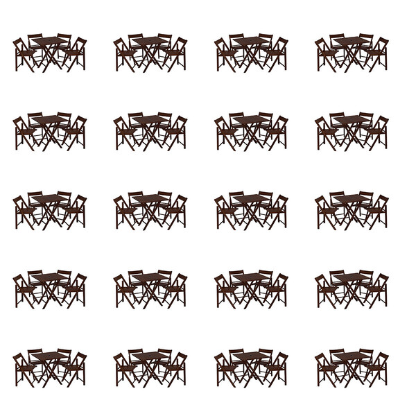 Kit 20 Jogos De Mesas Com 4 Cadeiras De Madeira Dobravel Gour