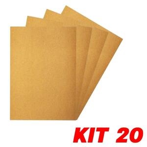 Foto de Kit 20 Lixa Folha Grão 220 Madeira Porta Acabamento 27x22cm