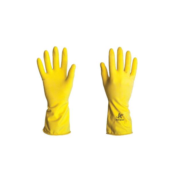 Kit 20 Luva Látex Amarela Forrada Anti-derrapante XG