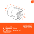 Kit 20 Luvas Soldáveis Bucha Latão 25x3/4 Fortlev