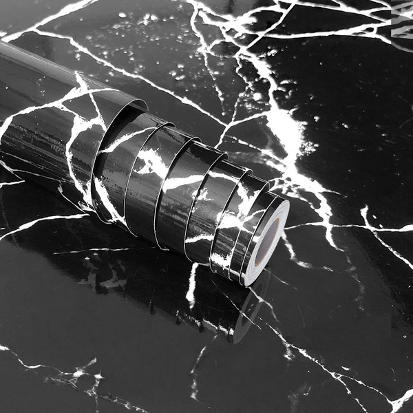 Kit 20 Metros De Papel De Parede Adesivo Lavavel Mármore Preto