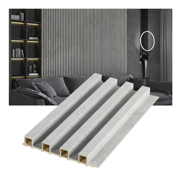 Kit 20 Painel Ripado Pvc Madeira Travertino Cinza 2,9m X 16cm
