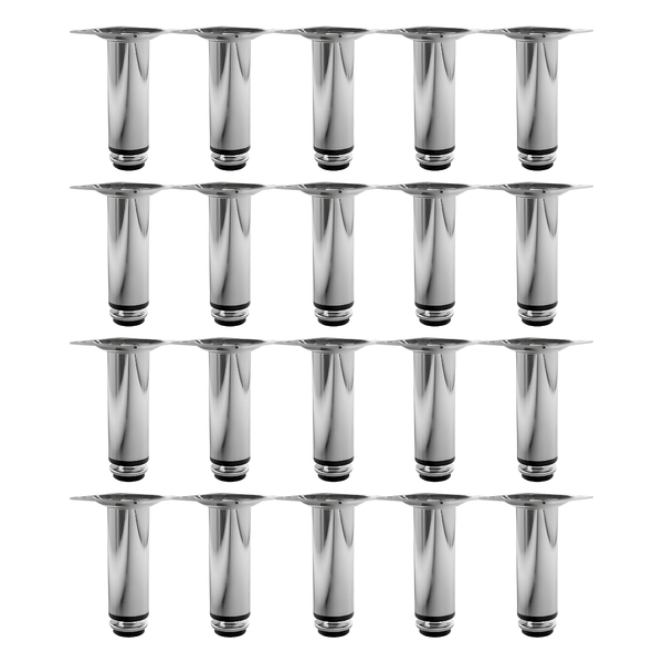 Kit 20 Pés Para Móveis Regulável Redondo Cromado 10cm