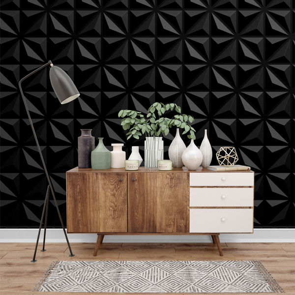 Kit 20 Placas 3d Pvc Preto Decoração Revestimento Premium De