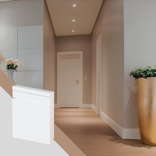 Kit 20 Rodapés De Poliestireno Arquitech 51010 Frisado 10cm 2