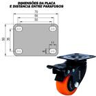Kit 20 Rodízio Linha Black Placa 50mm Com Freio Laranja - Col