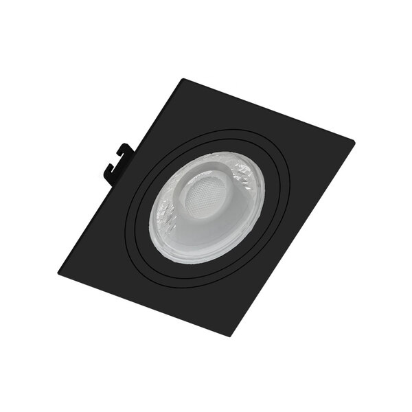 Kit 20 Spot Embutir Quadrado Face Plana Dicroica Mr16 Preto