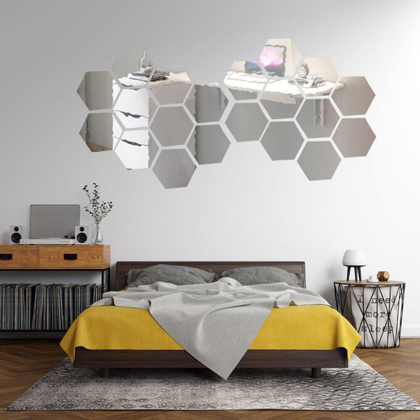 Kit 20 Un. Espelho Flexível Decorativo 17x19,6cm Hexágono