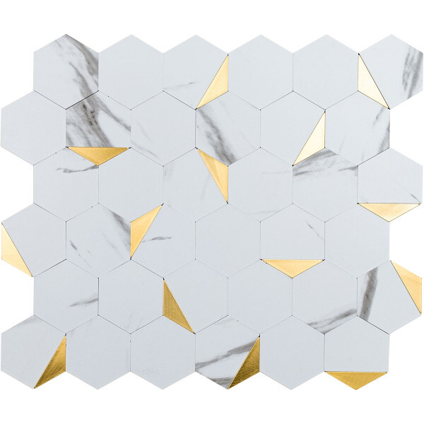 Kit 22 Placas - Pastilhas Adesivas Metálicas Carrara Gold