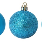 Kit 24 Bolas Natal Mista Glitter, Fosca, Lisa Azul Turquesa 5