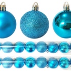 Kit 24 Bolas Natal Mista Glitter, Fosca, Lisa Azul Turquesa 5