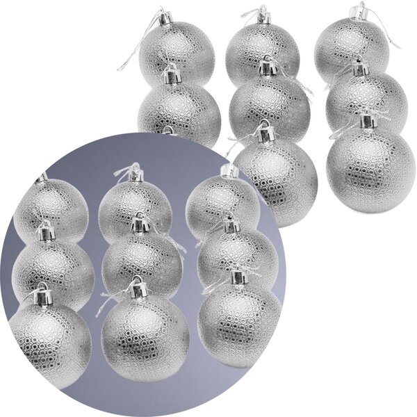 Kit 24 Bolas Natal Prata Enfeite Natalino Árvore Natal 60mm